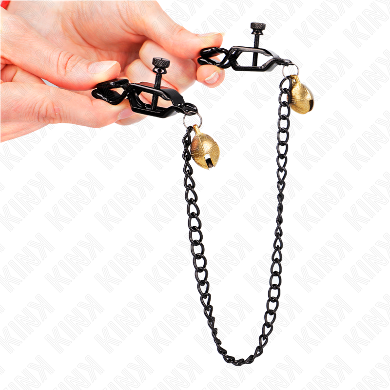 KINK - PLOCHÉ ŘETÍZKOVÉ SVORKY NA BRADAVKY A ZVONEK STŘÍBRNÉ 30 CM