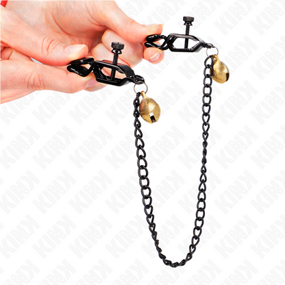KINK - PLOCHÉ ŘETÍZKOVÉ SVORKY NA BRADAVKY A ZVONEK STŘÍBRNÉ 30 CM