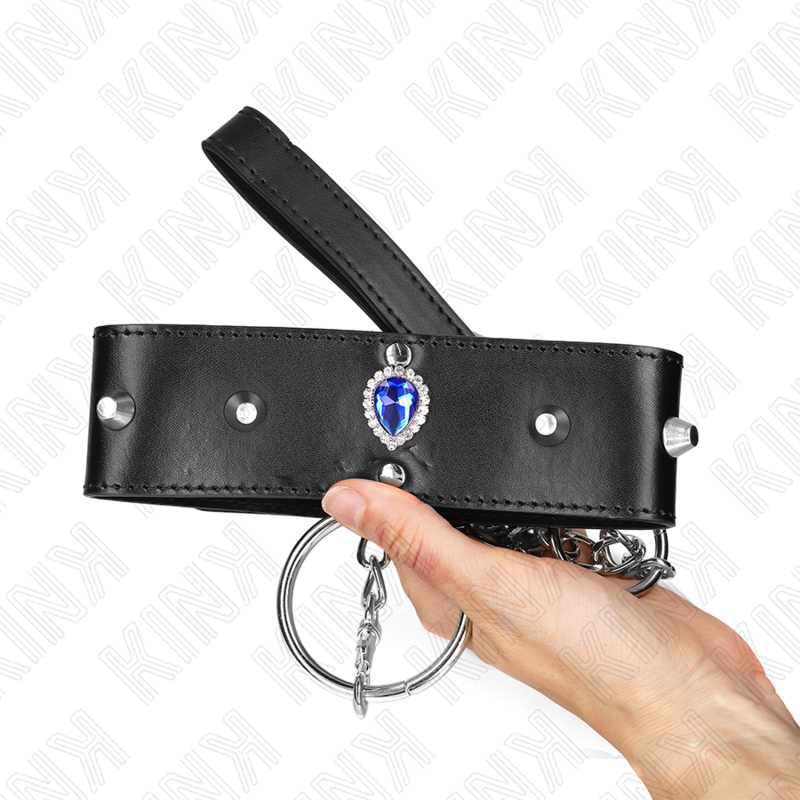 KINK - NÁHRDELNÍK 65 CM S ŘEMÍNKEM S MODRÝMI DIAMANTY, NASTAVITELNÝ 36-43 CM X 5 CM