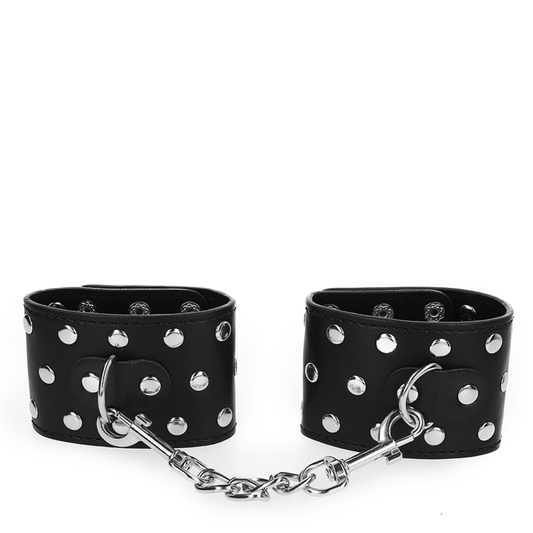 KINK - PÁSKY NA ZÁPĚSTÍ S PŘIPEVNĚNÍM NA PANELY, PLNÉ NÝTŮ, ČERNÉ, NASTAVITELNÉ 19-24 CM X 5,5 CM