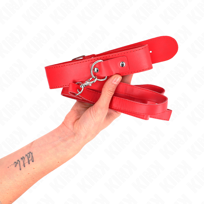 KINK - NÁHRDELNÍK S PÁSKEM 116 CM ČERVENÁ NASTAVITELNÝ ŘEMÍNEK 32-50 CM X 8 CM