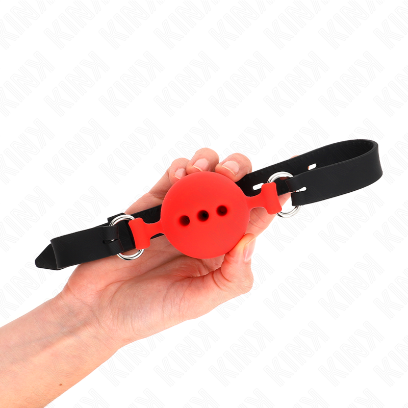 KINK - CELÝ SILIKONOVÝ RUBÍK 55 x 2 CM S 5 CM KOULEMI VELIKOST L ČERVENÝ NASTAVITELNÝ 35-51 CM