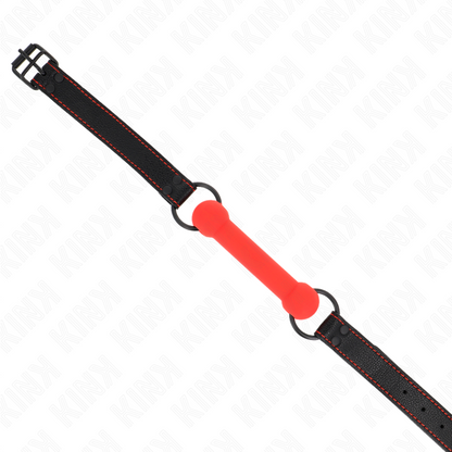 KINK - RUBÍK S KOSTÍ S KOŽENKOVÝM ŘEMÍNKEM ČERVENÝ, NASTAVITELNÝ 41-57 CM