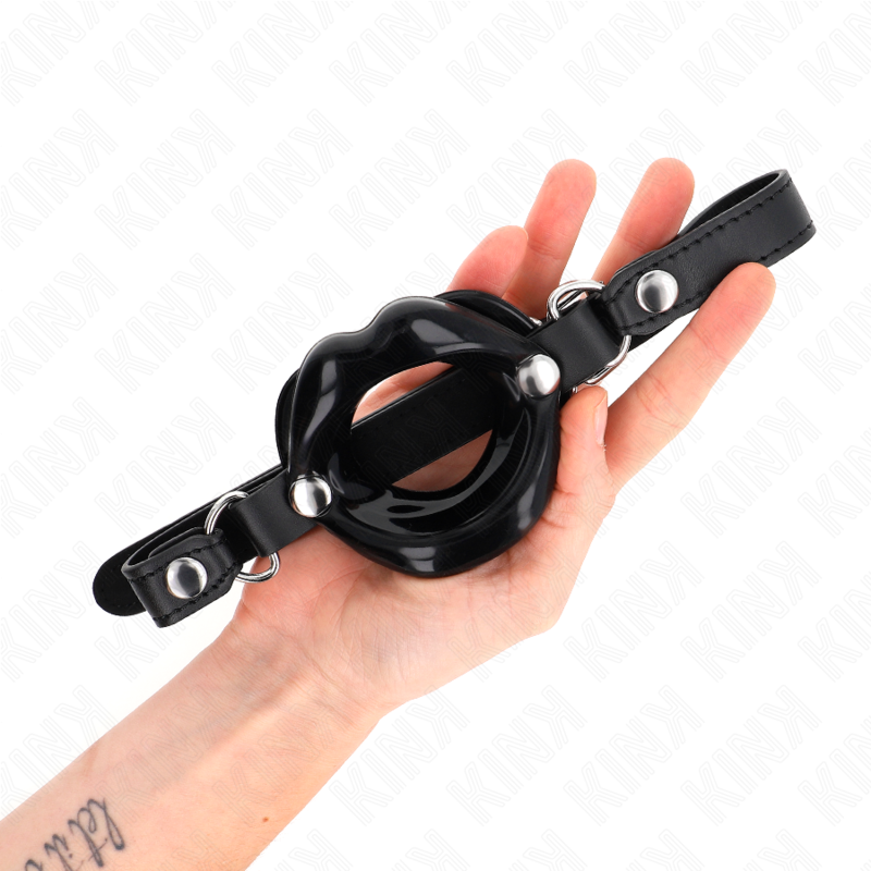 KINK - ROUBÍK NA RTY 8 CM S ČERNÝM KOŽENKOVÝM PÁSKEM 63 x 2 CM NASTAVITELNÝ 39-58 CM