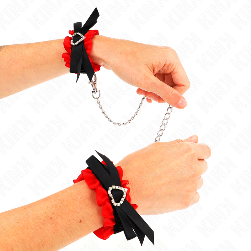 KINK - KRAJKOVÉ ELASTICKÉ ZÁPĚSTNÍ PÁSKY S ČERVENÝMI SRDÍČKY, NASTAVITELNÉ 22-35 CM