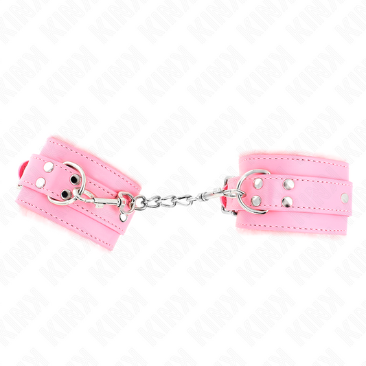 KINK - KOŽEŠINOVÉ ZÁPĚSTNÍ PÁSKY RŮŽOVÉ S NASTAVITELNÝM RŮŽOVÝM PÁSKEM 17-29 CM X 6 CM