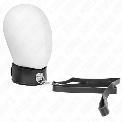 KINK - NÁHRDELNÍK S PÁSKEM 116 CM S ČERNÝM KOŽENÝM ŘEMÍNKEM, NASTAVITELNÝ 40-48 CM X 6 CM