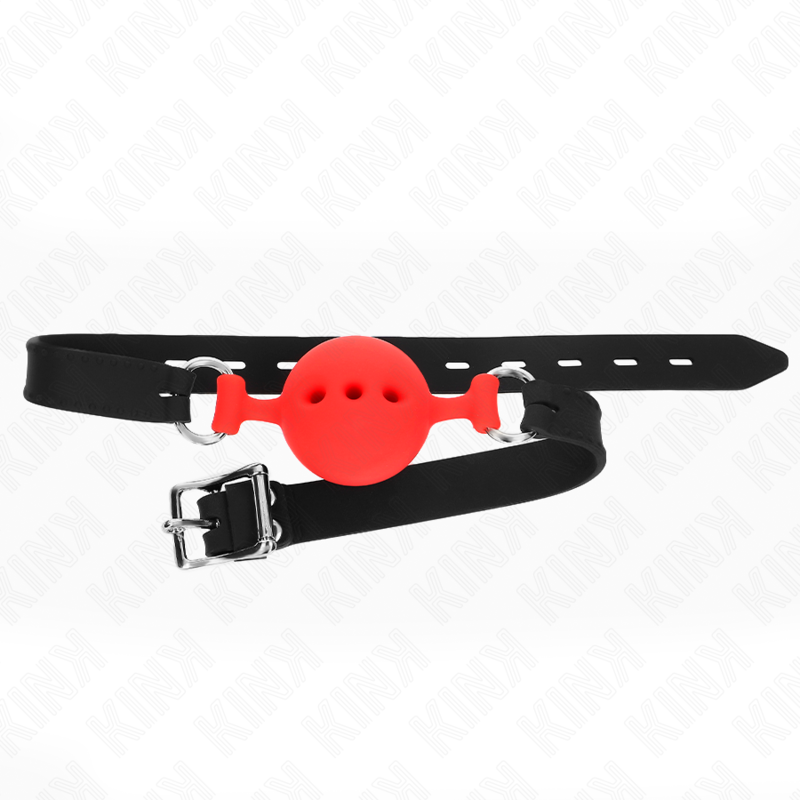 KINK - CELÝ SILIKONOVÝ RUBÍK 55 x 2 CM S KOULEMI 4,5 CM VELIKOST M ČERVENÝ NASTAVITELNÝ 35-51 CM