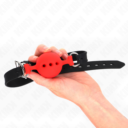 KINK - CELÝ SILIKONOVÝ RUBÍK 55 x 2 CM S KOULEMI 4,5 CM VELIKOST M ČERVENÝ NASTAVITELNÝ 35-51 CM