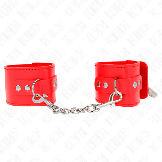 KINK - PÁSTY NA ZÁPĚSTÍ S UZAvíráním na visací zámek, ČERVENÉ, NASTAVITELNÉ 16-23 CM X 5,5 CM