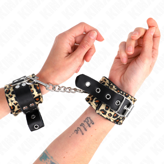 KINK - LEOPARDÍ NÁRAMEK NA ZÁPĚSTÍ Z PRAVÉ KŮŽE, NASTAVITELNÝ 18-29 CM X 5,5 CM