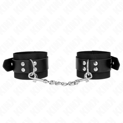 KINK - NYLONOVÉ ZÁPĚSTNÍ PÁSKY ČERNÉ S KOŽENÝM PÁSKEM ČERNÉ, NASTAVITELNÉ 19-29 CM X 5,1 CM