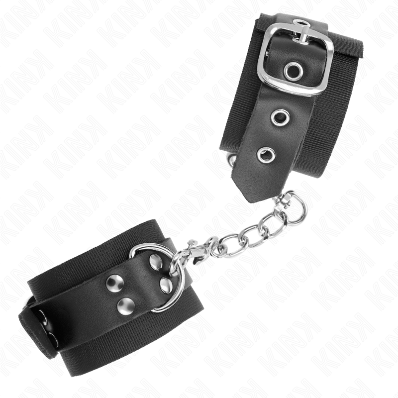 KINK - NYLONOVÉ ZÁPĚSTNÍ PÁSKY ČERNÉ S KOŽENÝM PÁSKEM ČERNÉ, NASTAVITELNÉ 19-29 CM X 5,1 CM