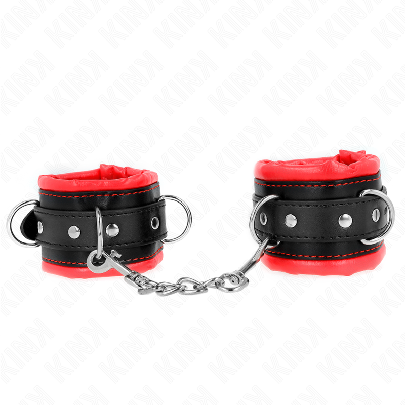 KINK - SILNÉ ZÁPĚSTNÍ PÁSY S ČERVENOU KOŽEŠINOVOU PODŠÍVKOU, NASTAVITELNÉ 20-30 CM X 6 CM