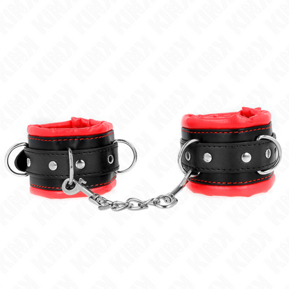 KINK - SILNÉ ZÁPĚSTNÍ PÁSY S ČERVENOU KOŽEŠINOVOU PODŠÍVKOU, NASTAVITELNÉ 20-30 CM X 6 CM