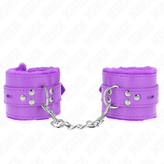 KINK - KOŽEŠINOU PODŠÍVANÝ ZÁPĚSTNÍ PÁS S ČTVERCOVÝMI OTEVŘENÍMI, FIALOVÉ A NASTAVITELNÝ FIALOVÝ PÁSEK 17-29 CM X 6 CM