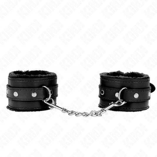 KINK - PRÉMIOVÉ ZÁPĚSTNÍ PÁSY S KOŽEŠINOVOU PODŠÍVKOU, ČERNÉ S ČERNÝM PÁSKEM, NASTAVITELNÉ 17-29 CM X 6 CM
