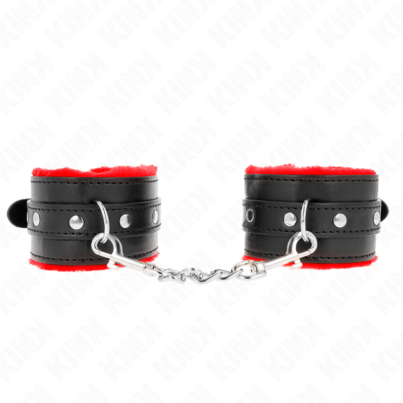 KINK - PRÉMIOVÉ ZÁPĚSTNÍ PÁSY S KOŽEŠINOVOU PODŠÍVKOU, ČERVENÉ S ČERNÝM PÁSKEM, NASTAVITELNÉ 17-29 CM X 6 CM