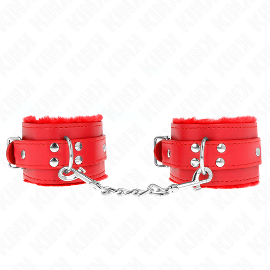 KINK - KOŽEŠINOVÉ ZÁPĚSTNÍ PÁSY ČERVENÉ S NASTAVITELNÝM ČERVENÝM PÁSKEM 17-29 CM X 6 CM