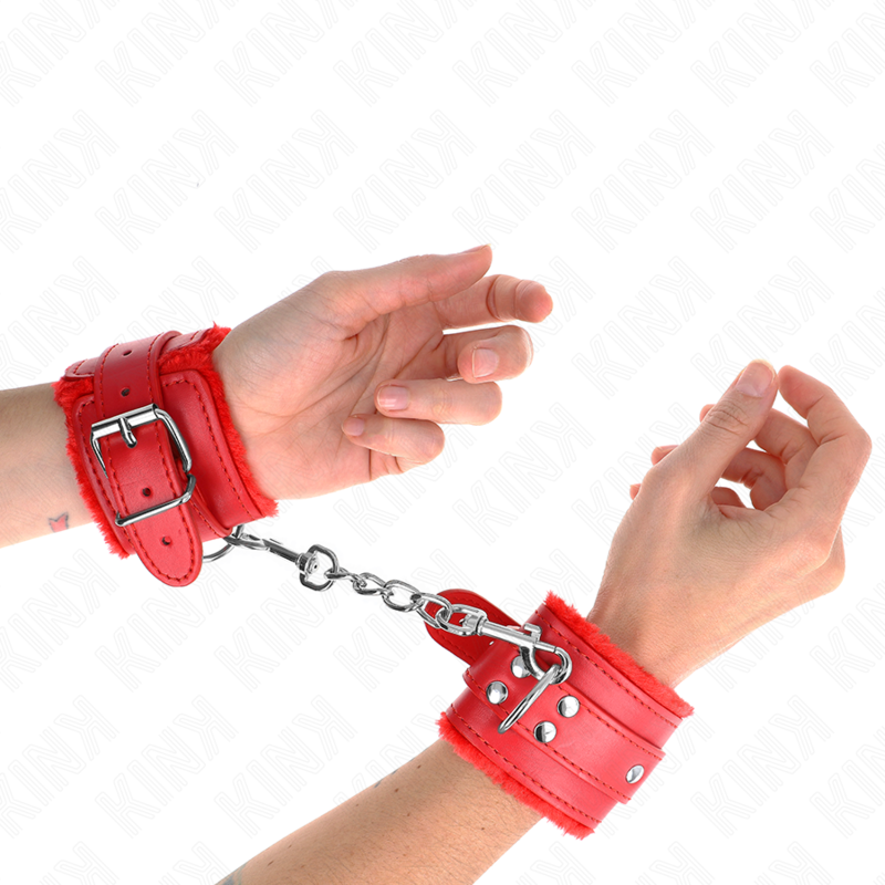 KINK - KOŽEŠINOVÉ ZÁPĚSTNÍ PÁSY ČERVENÉ S NASTAVITELNÝM ČERVENÝM PÁSKEM 17-29 CM X 6 CM