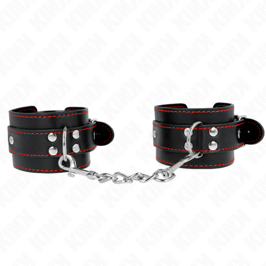 KINK - PÁSTY NA ZÁPĚSTÍ ČERNÉ S ČERVENOU PODŠÍVKOU, NASTAVITELNÉ 20-28 CM X 5,5 CM