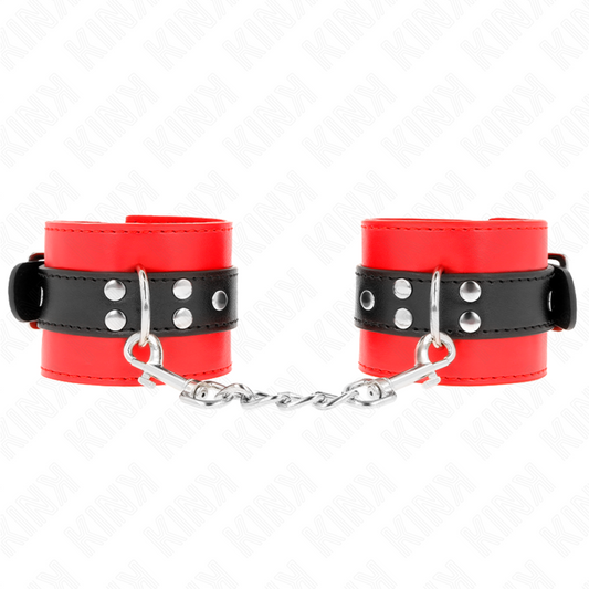 KINK - ZÁPĚSTNÍ PÁSY ČERVENÉ S ČERNÝM PÁSKEM NASTAVITELNÉ 17-28 CM X 6 CM