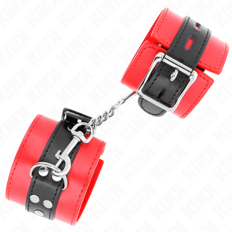 KINK - ZÁPĚSTNÍ PÁSY ČERVENÉ S ČERNÝM PÁSKEM NASTAVITELNÉ 17-28 CM X 6 CM