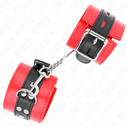 KINK - ZÁPĚSTNÍ PÁSY ČERVENÉ S ČERNÝM PÁSKEM NASTAVITELNÉ 17-28 CM X 6 CM