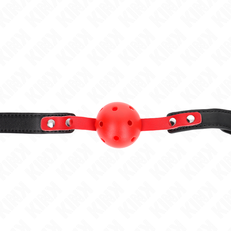 KINK - ČERVENÁ DUTÁ TVRDÁ KULIČKA 4 CM ROUBÍK ČERNÝ PÁSEK 60 x 2 CM NASTAVITELNÁ 37-52 CM