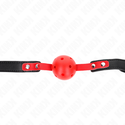 KINK - ČERVENÁ DUTÁ TVRDÁ KULIČKA 4 CM ROUBÍK ČERNÝ PÁSEK 60 x 2 CM NASTAVITELNÁ 37-52 CM