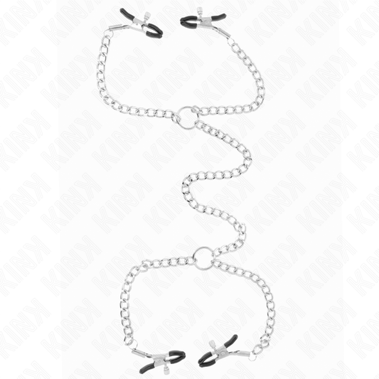 KINK - 4 ŘETÍZKOVÉ SVORKY NA BRADAVKY 32 CM S ŘETÍZKY 14 CM