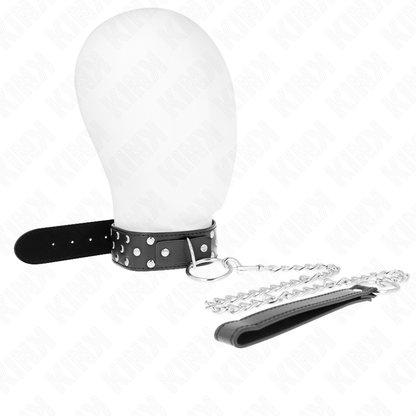 KINK - NÁHRDELNÍK S PÁSKEM, KROUŽKEM A NÝTY 65 CM, ČERNÝ, NASTAVITELNÝ 36-50 CM X 3,8 CM