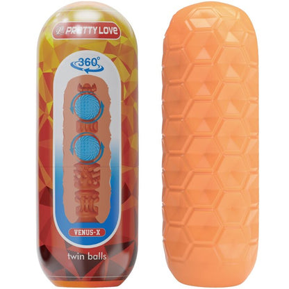 PRETTY LOVE - DVOJITÝ MASTURBÁTOR S KULIČKAMI ORANŽOVÝ