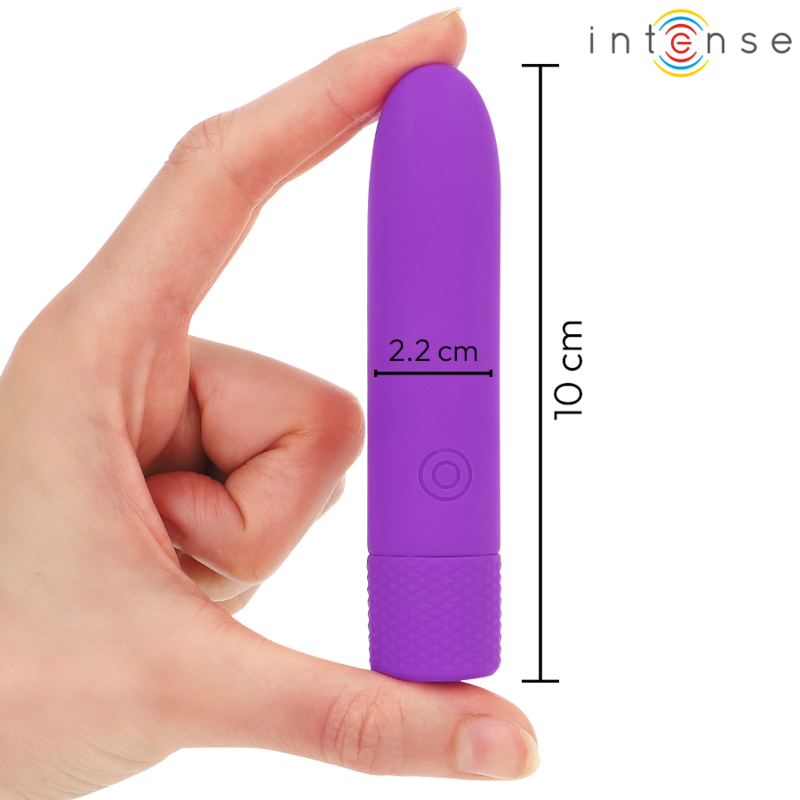 INTENSE - SYMONE USB DOBÍJECÍ VIBRACE BULLET 8 VIBRACÍ FIALOVÁ 10 X 2,2 CM