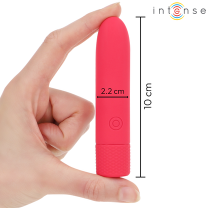 INTENSE - SYMONE USB DOBÍJECÍ VIBRACE BULLET 8 VIBRACÍ ČERVENÁ 10 X 2,2 CM