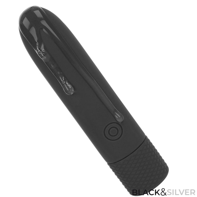 ČERNÁ A STŘÍBRNÁ - GERI USB DOBÍJECÍ VIBRACE BULLET 8 VIBRACÍ ČERNÁ 10 X 2,2 CM