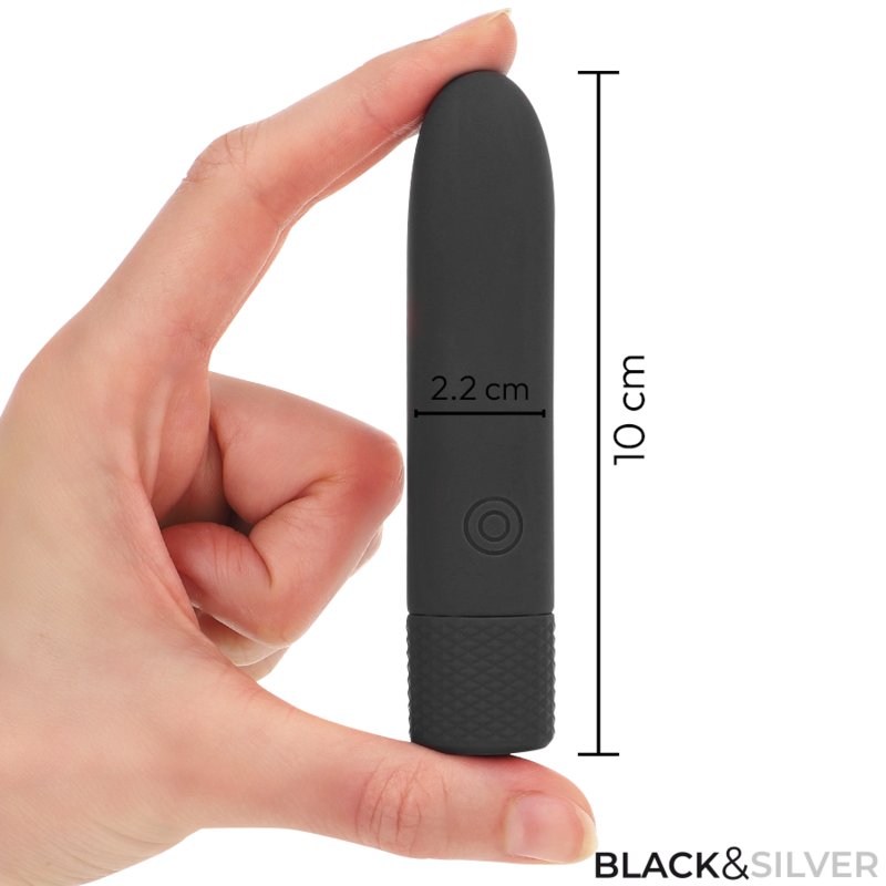 ČERNÁ A STŘÍBRNÁ - GERI USB DOBÍJECÍ VIBRACE BULLET 8 VIBRACÍ ČERNÁ 10 X 2,2 CM