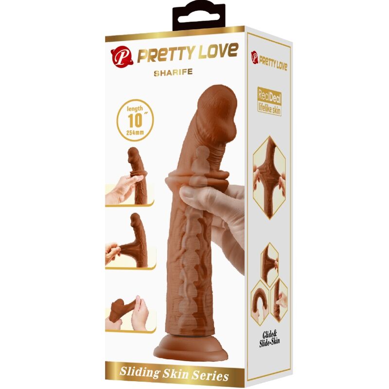 REALISTICKÉ DILDO PRETTY LOVE - SHARIFE 25 CM HNĚDÉ