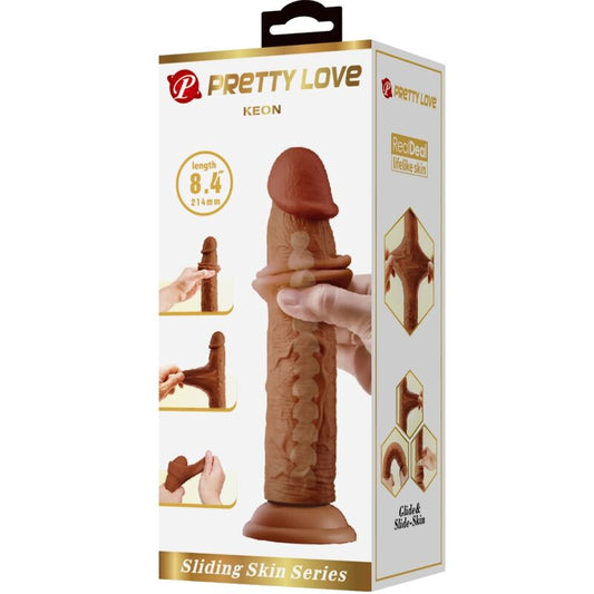 PRETTY LOVE - REALISTICKÉ DILDO KEON 21 CM HNĚDÉ