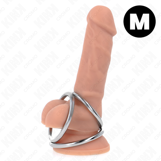KINK - TROJITÝ CHROMOVÝ KOVOVÝ KROUŽEK NA PENIS 3,8 CM AŽ 5 CM MODEL 2