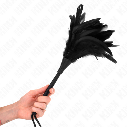 KINK - ČERNÝCH PÁNEK VE TVARU ROHU LECHTAJÍCÍ KUŘECÍ PEŘÍ 36 CM