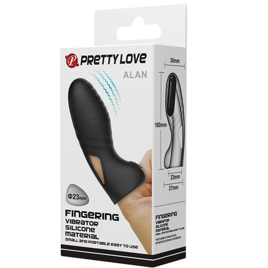 SILIKONOVÝ PRSTOVÝ VIBRÁTOR PRETTY LOVE - ALAN, ČERNÝ