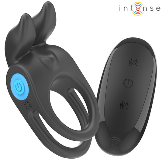 INTENSE - SAM VIBRÁTOR DVOJITÝ PENISOVÝ KROUŽEK 10 VIBRACÍ ČERNÝ