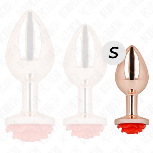 KINK - RŮŽOVĚ ZLATÝ ANÁLNÍ KOlík s červenou růží