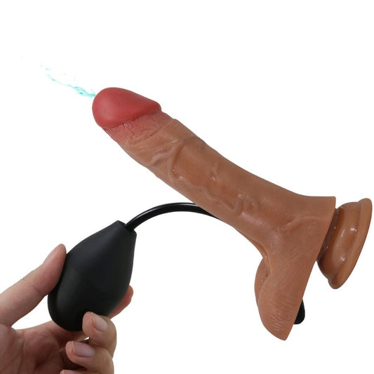 PRETTY LOVE - UNIVERZÁLNÍ POSTROJOVÉ KALHOTKY S VIBRACÍM A STŘÍKACÍM DILDEM 15,5 CM MULATO