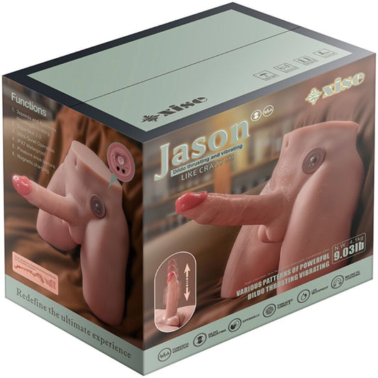XTIS - REALISTICKÝ MASTURBÁTOR JASON S TLAČÍCÍM A VIBRACEMI 17 CM