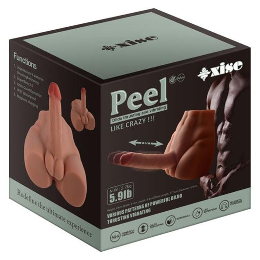 XTIS - REALISTICKÉ DILDLO S UDĚLÁVACÍM ASEM, PŘEDNÍ POLOHA, S TLAČNÝM VÝKONEM 17,5 CM