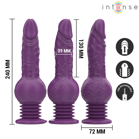 INTENSE - MULTIFUNKČNÍ VIBRÁTOR TATUM S VIBRACEMI NAHORU A DOLŮ 24 CM FIALOVÝ