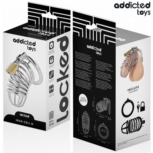 ZÁVISLOSTI TOYS LOCKED - KOVOVÁ KLECKA NA PENIS S ŽELEZNÝMI BLOKY VELIKOST M
