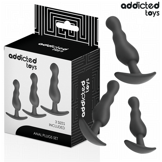 ADDICTED TOYS - SADA 3 SILIKONOVÝCH ANÁLNÍCH ZÁTKŮ MODEL 1